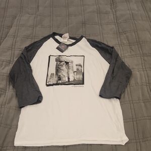 Stonehenge Graphic 3/4 Sleeve Shirt - Gray and White Size S, New With Tags!